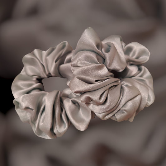 Metallic Grey Twin Scrunchies