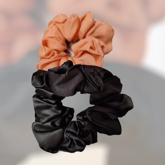 Peach Black Scrunchies