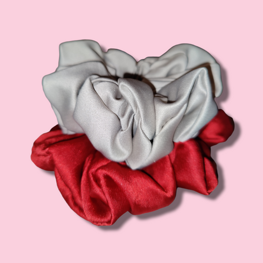 Red-Grey Scrunchies